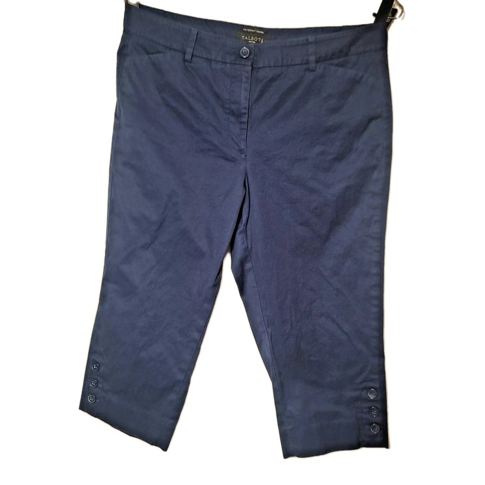 Talbots Perfect Skimmer Chino Pants 10p Navy Crop Women's Pedal Pusher Capri